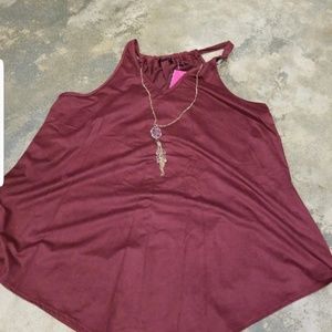 new w tag burgundy blouse suade